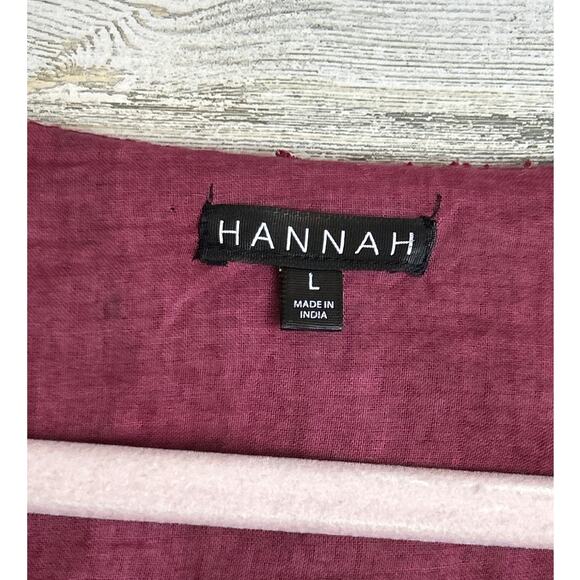 Hannah Women’s Large Cranberry Red Boho Layered Roll Sleeve Sequin Blouse NEW - Picture 3 of 7